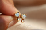 Ariya | 4 mm14K Heart Australian Opal & Diamond Accent Stud Earrings - Emi Conner Jewelry 