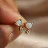 Ariya | 4 mm14K Heart Australian Opal & Diamond Accent Stud Earrings - Emi Conner Jewelry 