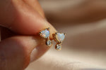 Ariya | 4 mm14K Heart Australian Opal & Diamond Accent Stud Earrings - Emi Conner Jewelry 
