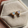 Ariya | 4 mm14K Heart Australian Opal & Diamond Accent Stud Earrings - Emi Conner Jewelry 