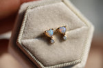 Ariya | 4 mm14K Heart Australian Opal & Diamond Accent Stud Earrings - Emi Conner Jewelry 