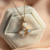 Ariya | 4 mm14K Heart Australian Opal & Diamond Accent Stud Earrings - Emi Conner Jewelry 
