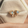 Ariya | 4 mm14K Heart Australian Opal & Diamond Accent Stud Earrings - Emi Conner Jewelry 