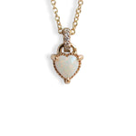 Ariya | 5 mm Heart Australian Opal With Pave' Diamond Bail Necklace in 14K