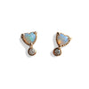 Ariya | 4 mm14K Heart Australian Opal & Diamond Accent Stud Earrings - Emi Conner Jewelry 