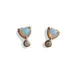 Ariya | 4 mm14K Heart Australian Opal & Diamond Accent Stud Earrings