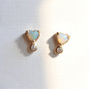 Ariya | 4 mm14K Heart Australian Opal & Diamond Accent Stud Earrings - Emi Conner Jewelry 