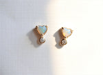 Ariya | 4 mm14K Heart Australian Opal & Diamond Accent Stud Earrings - Emi Conner Jewelry 