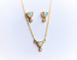Ariya | 4 mm Heart Australian Opal and Bezel Set Diamond Drop in 14K - Emi Conner Jewelry 