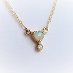 Ariya | 4 mm Heart Australian Opal and Bezel Set Diamond Drop in 14K - Emi Conner Jewelry 