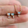 Ariya | 4 mm Heart Australian Opal and Bezel Set Diamond Drop in 14K - Emi Conner Jewelry 