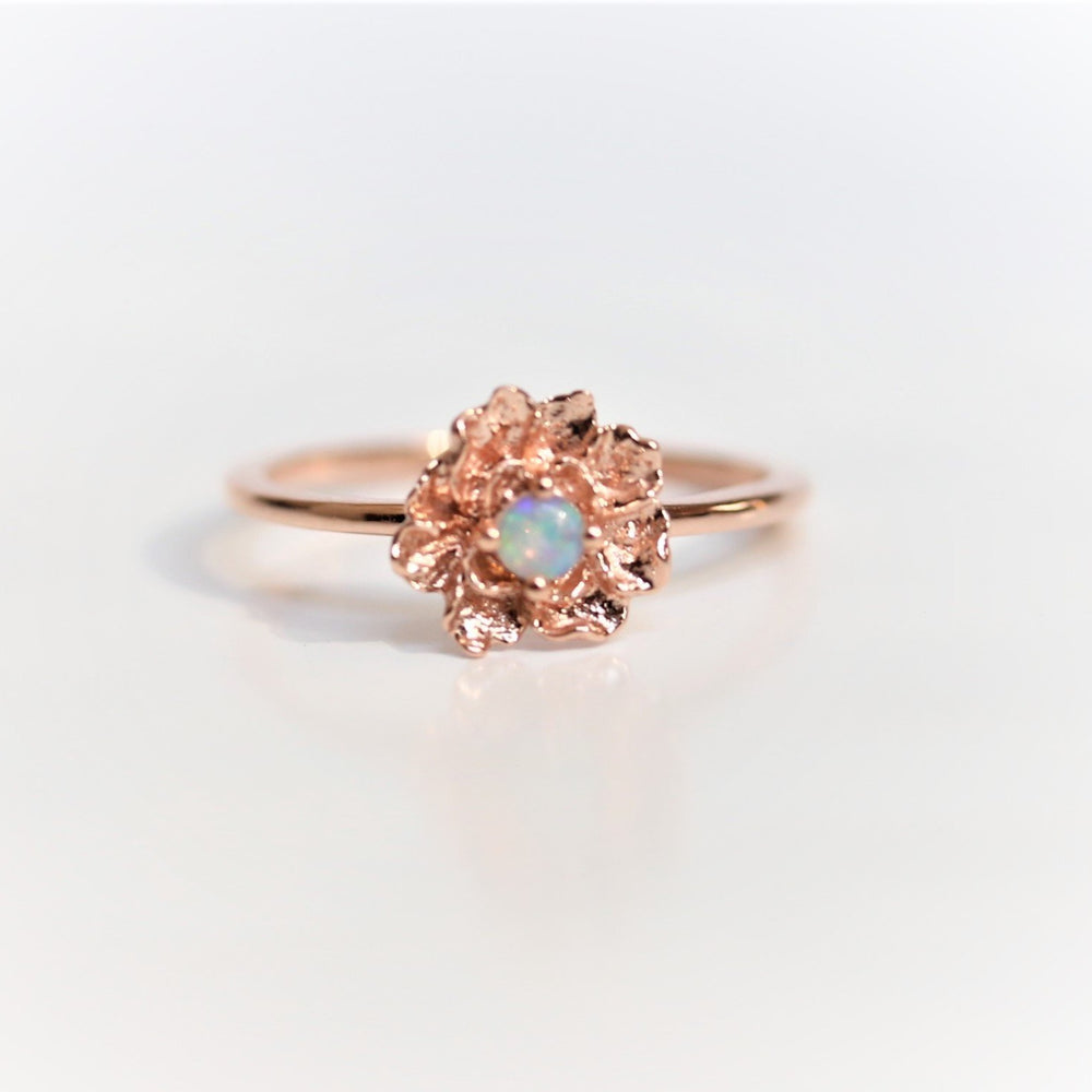 Peony No.2 | 14K Australian Opal Peony Ring - Emi Conner Jewelry 