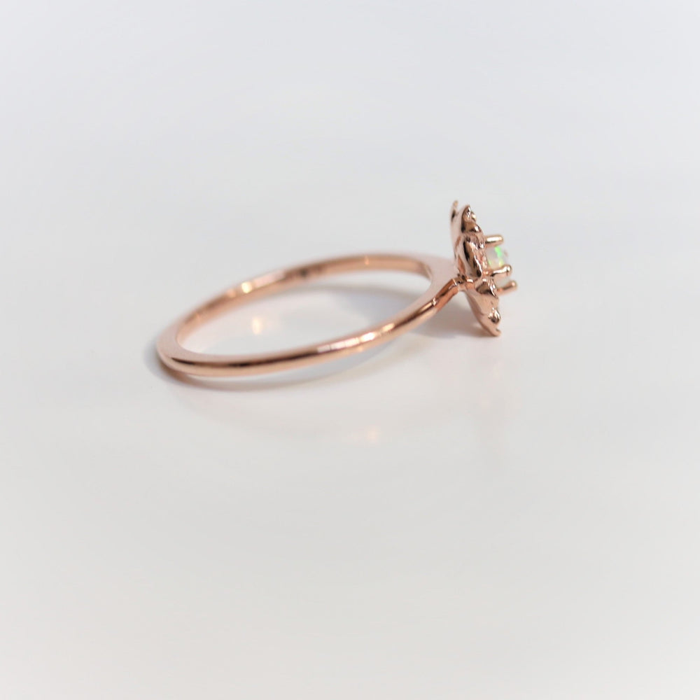 Peony No.2 | 14K Australian Opal Peony Ring - Emi Conner Jewelry 