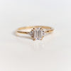 Alexis | 14K Emerald Cut Moissanite & Triangle Moissanite Ring - Emi Conner Jewelry 