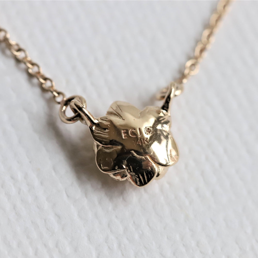 ROSE Necklace No.3 | 14K Rose With Diamond Necklace