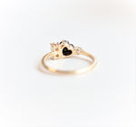 Brie | 14K Heart Black Onyx & Moissanite Cluster Ring - Emi Conner Jewelry 