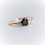 Brie | 14K Heart Black Onyx & Moissanite Cluster Ring - Emi Conner Jewelry 