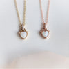 Ariya | 5 mm Heart Australian Opal With Pave' Diamond Bail Necklace in 14K - Emi Conner Jewelry 