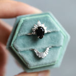 Ophelia XL | 14K Pear Black Onyx & CZ Crown Ring - Emi Conner Jewelry 