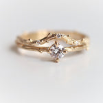 Acacia | 4 mm Round Moissanite Twig Engagement Ring - Emi Conner Jewelry 