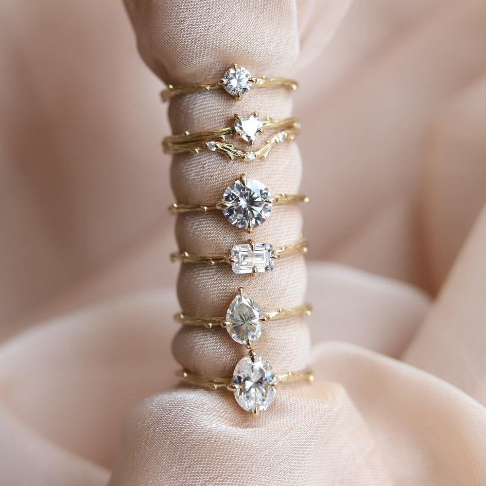 Acacia | 4 mm Round Moissanite Twig Engagement Ring - Emi Conner Jewelry 