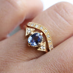 Carrie | Oval Cut North/South Prong Blue Sapphire