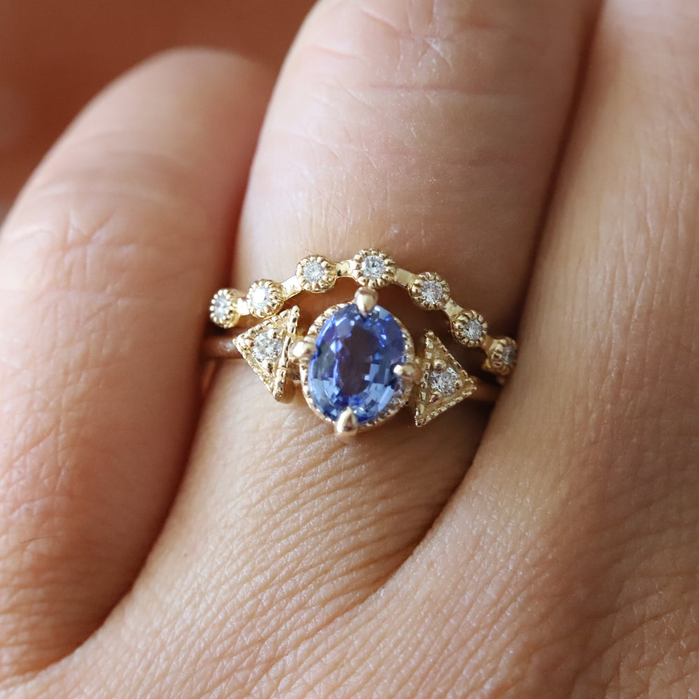 Carrie | Oval Cut North/South Prong Blue Sapphire
