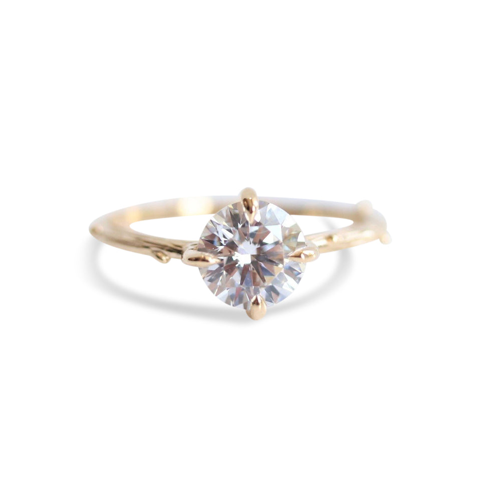 Acacia | 7 mm Round Moissanite Twig Engagement Ring - Emi Conner Jewelry 