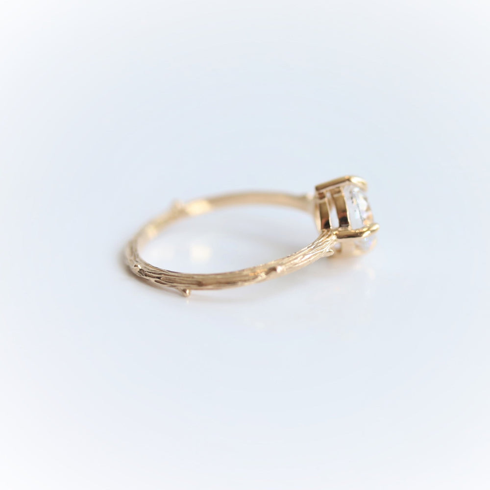 Acacia | 7 mm Round Moissanite Twig Engagement Ring - Emi Conner Jewelry 