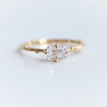 Acacia | 6 x 4 mm Emerald Cut Moissanite Twig Engagement Ring - Emi Conner Jewelry 