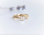 Acacia | 6 x 4 mm Emerald Cut Moissanite Twig Engagement Ring - Emi Conner Jewelry 