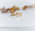 Acacia | 6 x 4 mm Emerald Cut Moissanite Twig Engagement Ring - Emi Conner Jewelry 