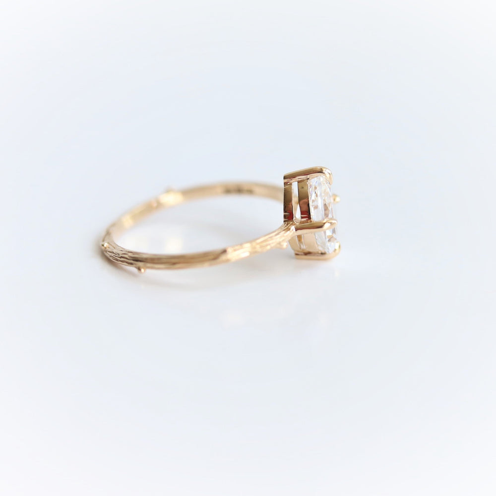 Acacia | 8 x 6 mm Oval Moissanite Twig Engagement Ring - Emi Conner Jewelry 