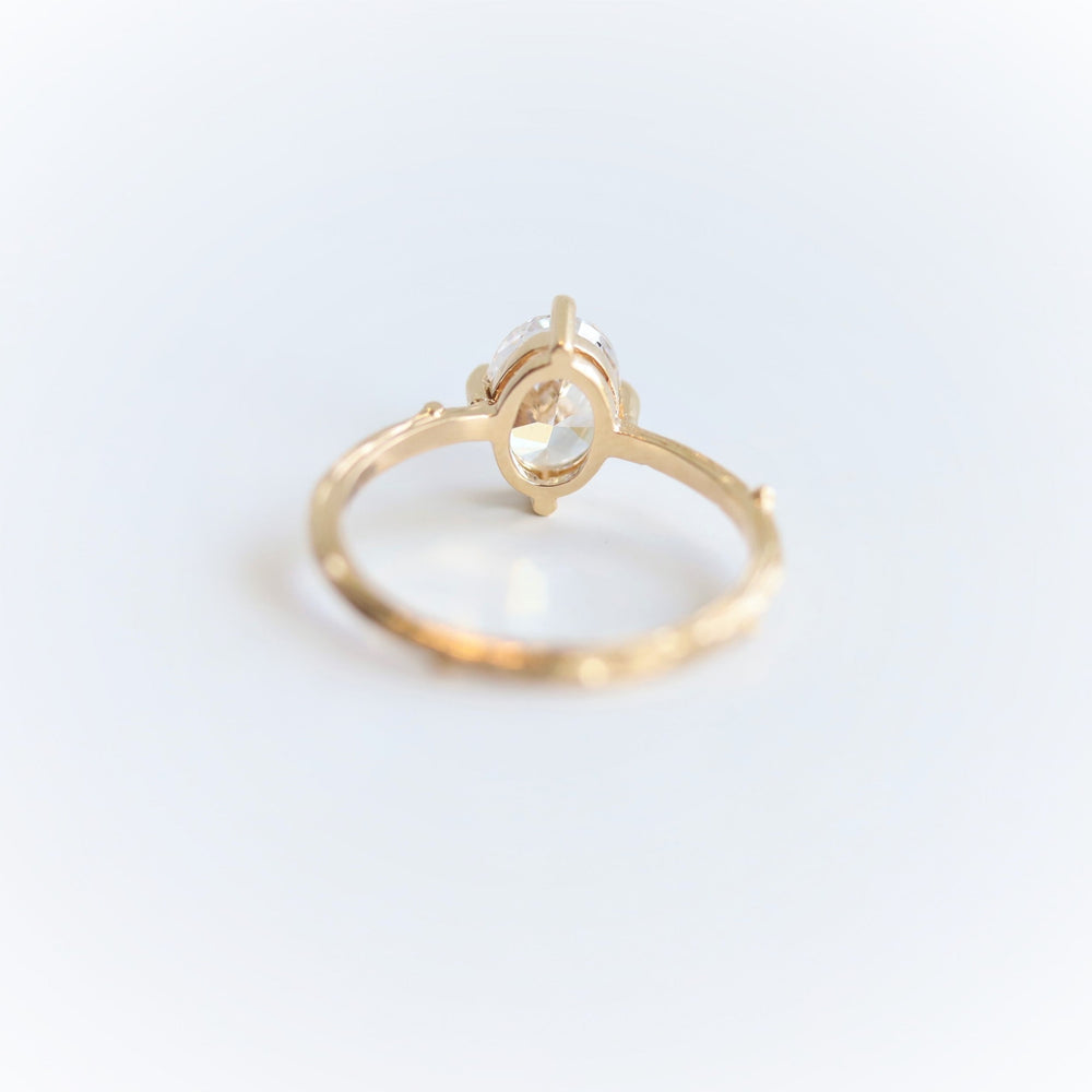 Acacia | 8 x 6 mm Oval Moissanite Twig Engagement Ring - Emi Conner Jewelry 