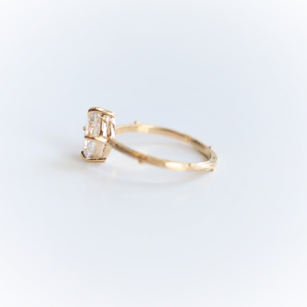 Acacia | 8 x 6 mm Oval Moissanite Twig Engagement Ring - Emi Conner Jewelry 