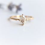 Acacia | 7x5 mm Pear Cut Moissanite Twig Engagement Ring - Emi Conner Jewelry 