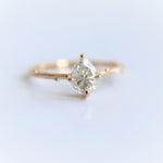 Acacia | 7x5 mm Pear Cut Moissanite Twig Engagement Ring - Emi Conner Jewelry 