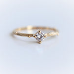 Acacia | 4 mm Round Moissanite Twig Engagement Ring - Emi Conner Jewelry 