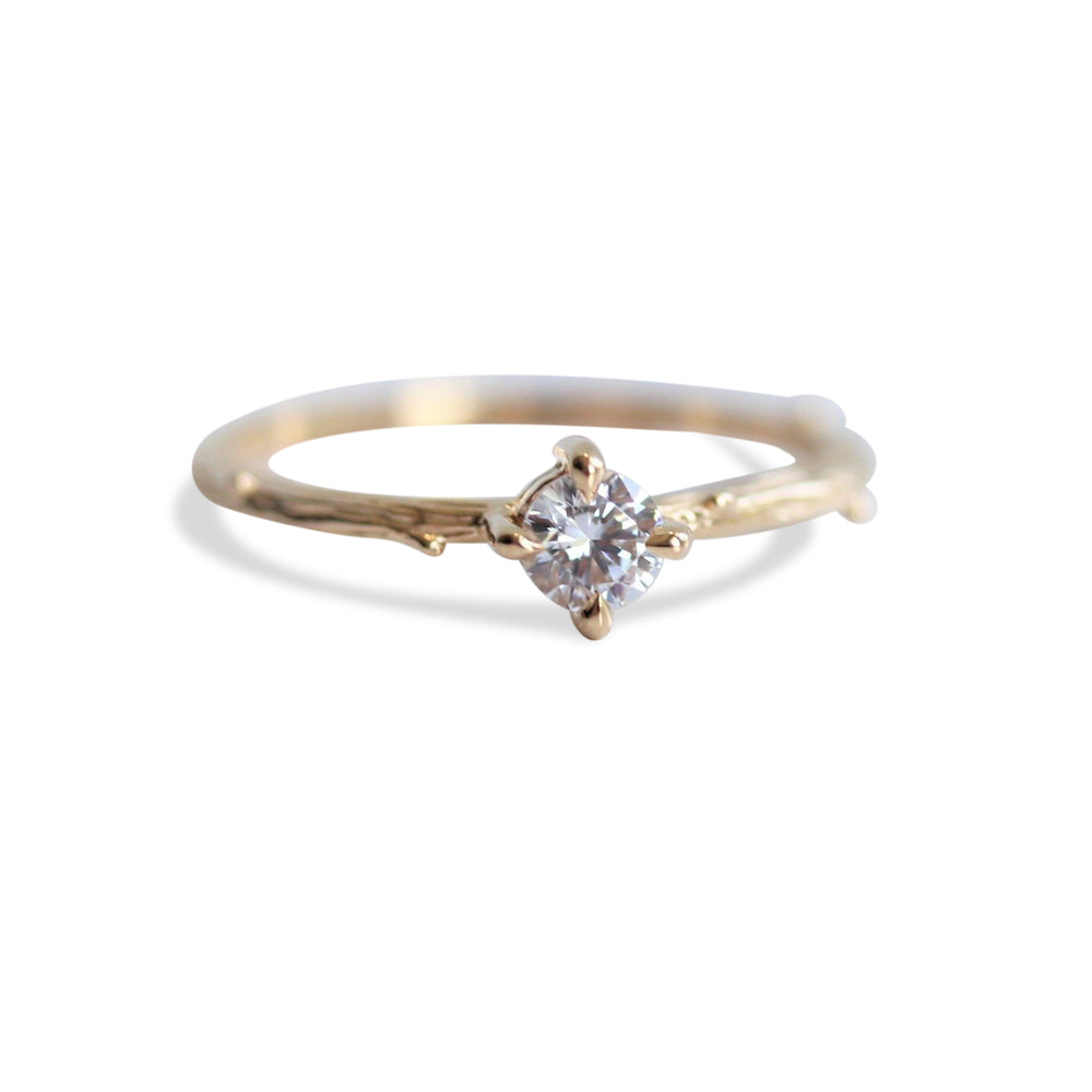 Acacia | 4 mm Round Moissanite Twig Engagement Ring - Emi Conner Jewelry 