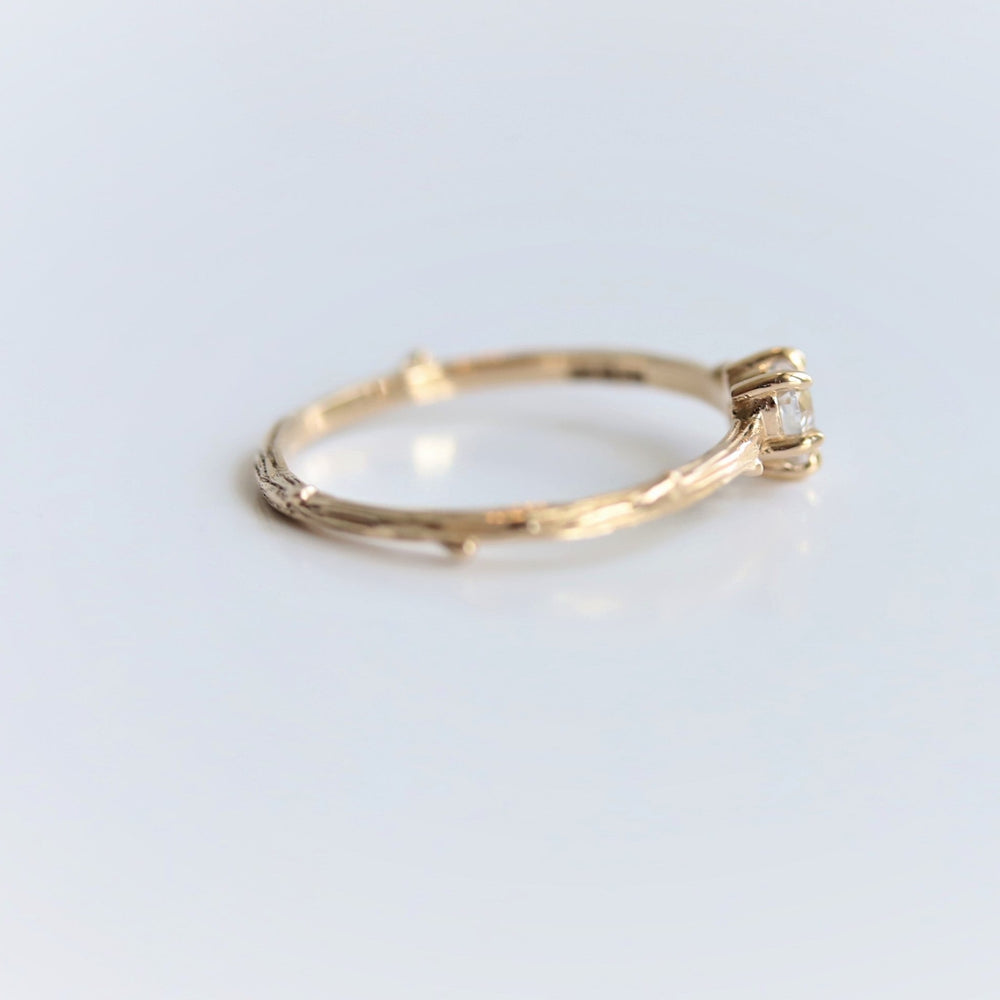 Acacia | 4 mm Heart Moissanite Twig Engagement Ring - Emi Conner Jewelry 