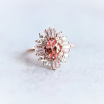 Victoria | 14K Chatham Lab Created Champagne Sapphire & Diamond Fancy Halo Ring - Emi Conner Jewelry 