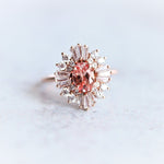 Victoria | 14K Chatham Lab Created Champagne Sapphire & Diamond Fancy Halo Ring - Emi Conner Jewelry 