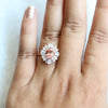 Victoria | 14K Chatham Lab Created Champagne Sapphire & Diamond Fancy Halo Ring - Emi Conner Jewelry 