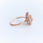 Victoria | 14K Chatham Lab Created Champagne Sapphire & Diamond Fancy Halo Ring - Emi Conner Jewelry 