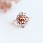 Victoria | 14K Chatham Lab Created Champagne Sapphire & Diamond Fancy Halo Ring - Emi Conner Jewelry 