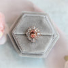 Victoria | 14K Chatham Lab Created Champagne Sapphire & Diamond Fancy Halo Ring - Emi Conner Jewelry 