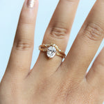 Acacia | 8 x 6 mm Oval Moissanite Twig Engagement Ring - Emi Conner Jewelry 