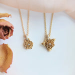 ROSE Necklace No.2 | 14K Rose With Diamond Necklace - Emi Conner Jewelry 