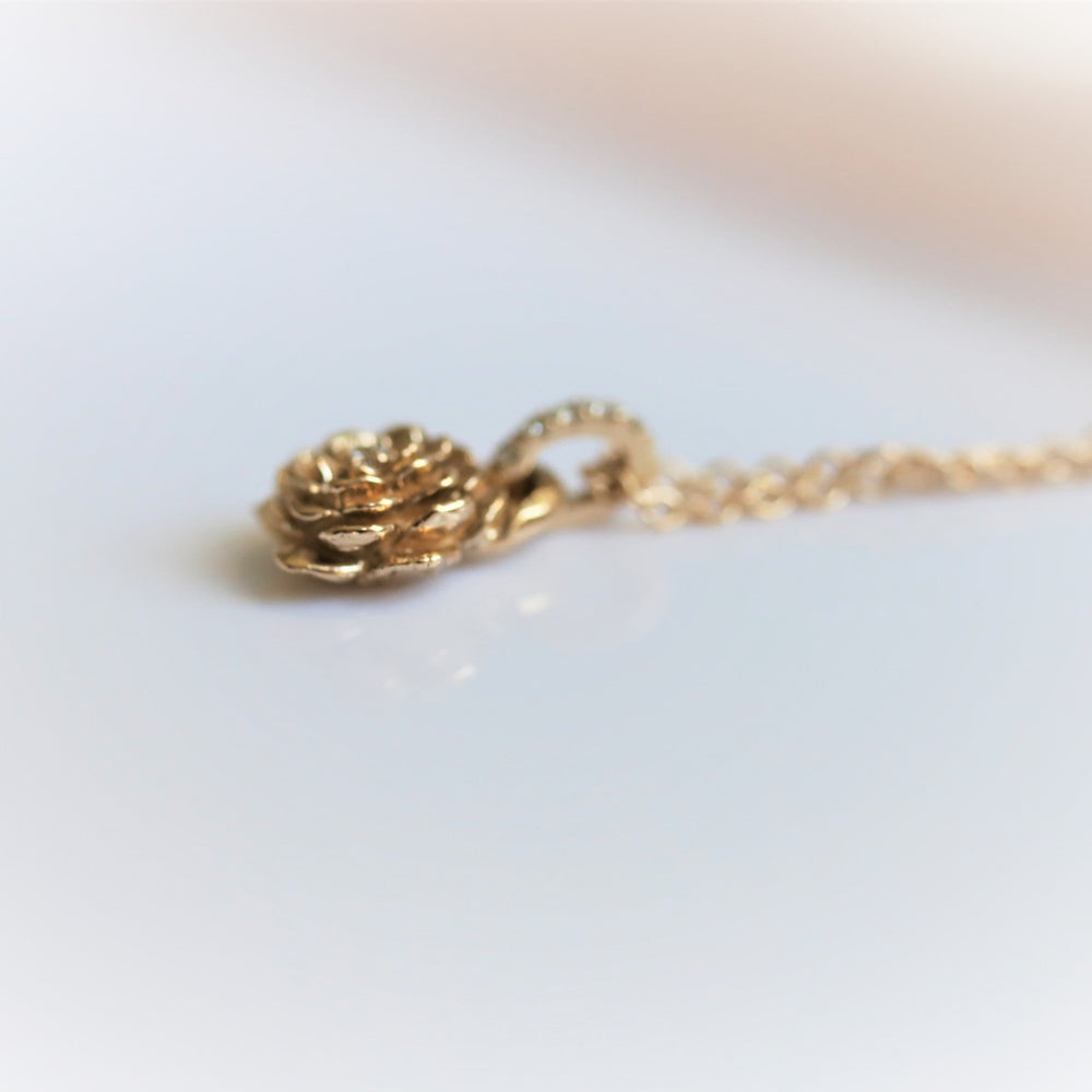 ROSE Necklace No.2 | 14K Rose With Diamond Necklace - Emi Conner Jewelry 