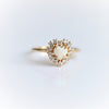Emma | 14K Heart Australian Opal & Diamond Halo Ring - Emi Conner Jewelry 